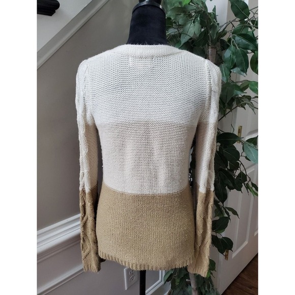 St. John's Bay Women's White Brown Acrylic Crew Neck Long Sleeve Sweater Medium - Picture 6 of 12